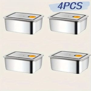 4-Piece Stainless Steel Food Containers